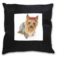 Yorkshire Terrier Dog Black Satin Feel Scatter Cushion