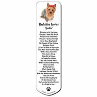 Yorkshire Terrier Dog Bookmark, Book mark, Printed full colour