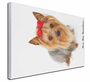 Yorkie with Red Bow Grandma Canvas X-Large 30"x20" Wall Art Print
