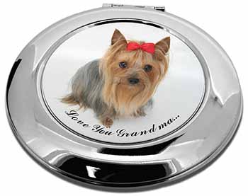 Yorkie with Red Bow Grandma Make-Up Round Compact Mirror