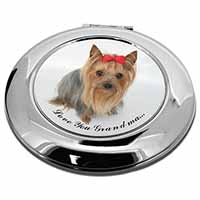 Yorkie with Red Bow Grandma Make-Up Round Compact Mirror