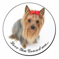 Yorkie with Red Bow Grandma Fridge Magnet Printed Full Colour