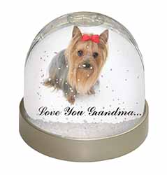 Yorkie with Red Bow Grandma Snow Globe Photo Waterball