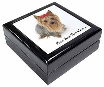 Yorkie with Red Bow Grandma Keepsake/Jewellery Box