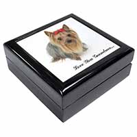 Yorkie with Red Bow Grandma Keepsake/Jewellery Box