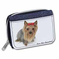 Yorkie with Red Bow Grandma Unisex Denim Purse Wallet