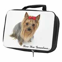 Yorkie with Red Bow Grandma Black Insulated School Lunch Box/Picnic Bag