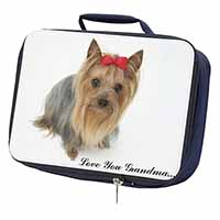 Yorkie with Red Bow Grandma Navy Insulated School Lunch Box/Picnic Bag