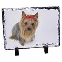 Yorkie with Red Bow Grandma, Stunning Photo Slate