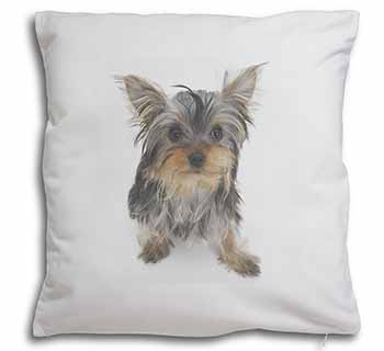 Yorkshire Terrier Dog Soft White Velvet Feel Scatter Cushion