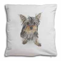 Yorkshire Terrier Dog Soft White Velvet Feel Scatter Cushion