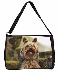 Yorkshire Terrier Dog Large Black Laptop Shoulder Bag School/College
