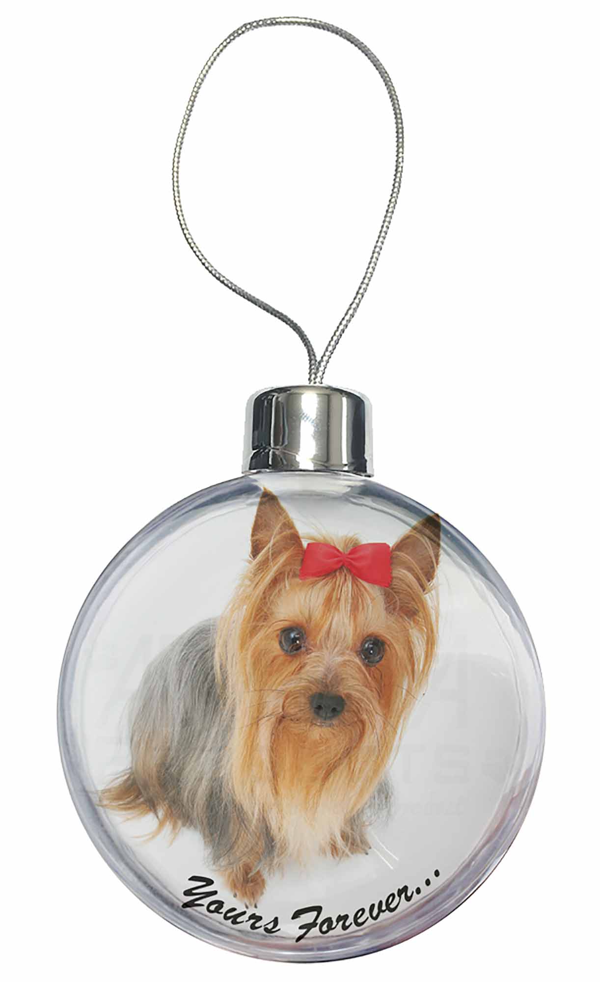 AD-Y8CB Yorkshire Terrier Dog /'Yours Forever/' Christmas Tree Bauble Decoration