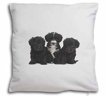 Yorkipoo Puppies Soft White Velvet Feel Scatter Cushion