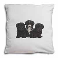 Yorkipoo Puppies Soft White Velvet Feel Scatter Cushion