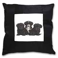 Yorkipoo Puppies Black Satin Feel Scatter Cushion