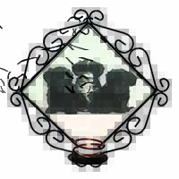 Yorkipoo Puppies Wrought Iron Wall Art Candle Holder