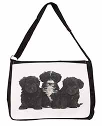 Yorkipoo Puppies Large Black Laptop Shoulder Bag School/College