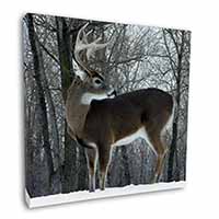 Deer Stag in Snow Square Canvas 12"x12" Wall Art Picture Print