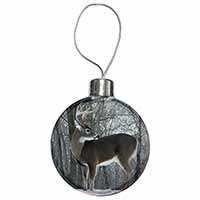 Deer Stag in Snow Christmas Bauble