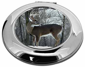 Deer Stag in Snow Make-Up Round Compact Mirror