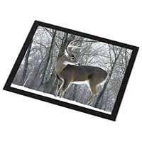 Deer Stag in Snow Black Rim High Quality Glass Placemat