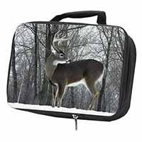 Deer Stag in Snow Black Insulated School Lunch Box/Picnic Bag