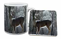 Deer Stag in Snow Mug and Coaster Set