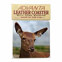 A Pretty Red Deer Single Leather Photo Coaster