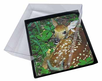 4x Baby Bambi Deer Picture Table Coasters Set in Gift Box