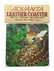 Baby Bambi Deer Single Leather Photo Coaster