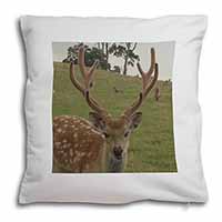 Beautiful Deer Stag Soft White Velvet Feel Scatter Cushion