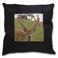 Beautiful Deer Stag Black Satin Feel Scatter Cushion