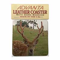 Beautiful Deer Stag Single Leather Photo Coaster