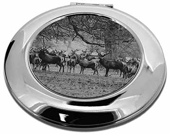 Stunning Deer and Stags in Forest Make-Up Round Compact Mirror
