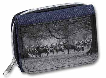Stunning Deer and Stags in Forest Unisex Denim Purse Wallet