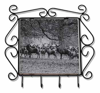 Stunning Deer and Stags in Forest Wrought Iron Key Holder Hooks