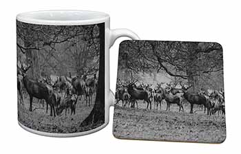 Stunning Deer and Stags in Forest Mug and Coaster Set