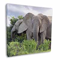 African Elephants Square Canvas 12"x12" Wall Art Picture Print