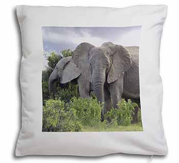 African Elephants Soft White Velvet Feel Scatter Cushion