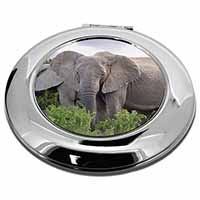 African Elephants Make-Up Round Compact Mirror