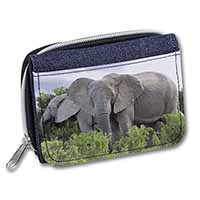 African Elephants Unisex Denim Purse Wallet