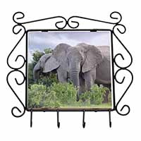 African Elephants Wrought Iron Key Holder Hooks