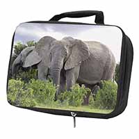 African Elephants Black Insulated School Lunch Box/Picnic Bag