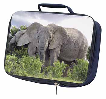 African Elephants Navy Insulated School Lunch Box/Picnic Bag