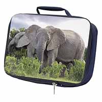 African Elephants Navy Insulated School Lunch Box/Picnic Bag