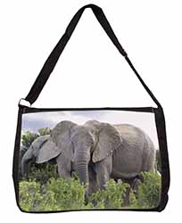 African Elephants Large Black Laptop Shoulder Bag School/College