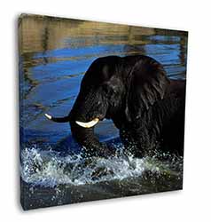 Elephant in Water Square Canvas 12"x12" Wall Art Picture Print