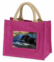 Elephant in Water Little Girls Small Pink Jute Shopping Bag