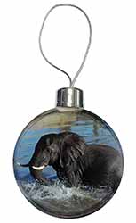 Elephant in Water Christmas Bauble